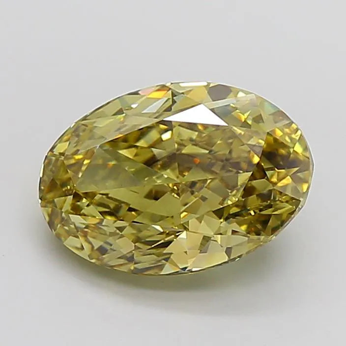 6.64ct Oval Lab Grown Diamond (Colour Fancy Vivid Gray Yellow, Clarity VS2, Cut GD, IGI Certified)