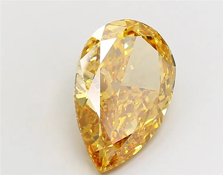 7.55ct Pear Lab Grown Diamond (Colour Fancy Vivid Brownish Yellow, Clarity VS1, IGI Certified)