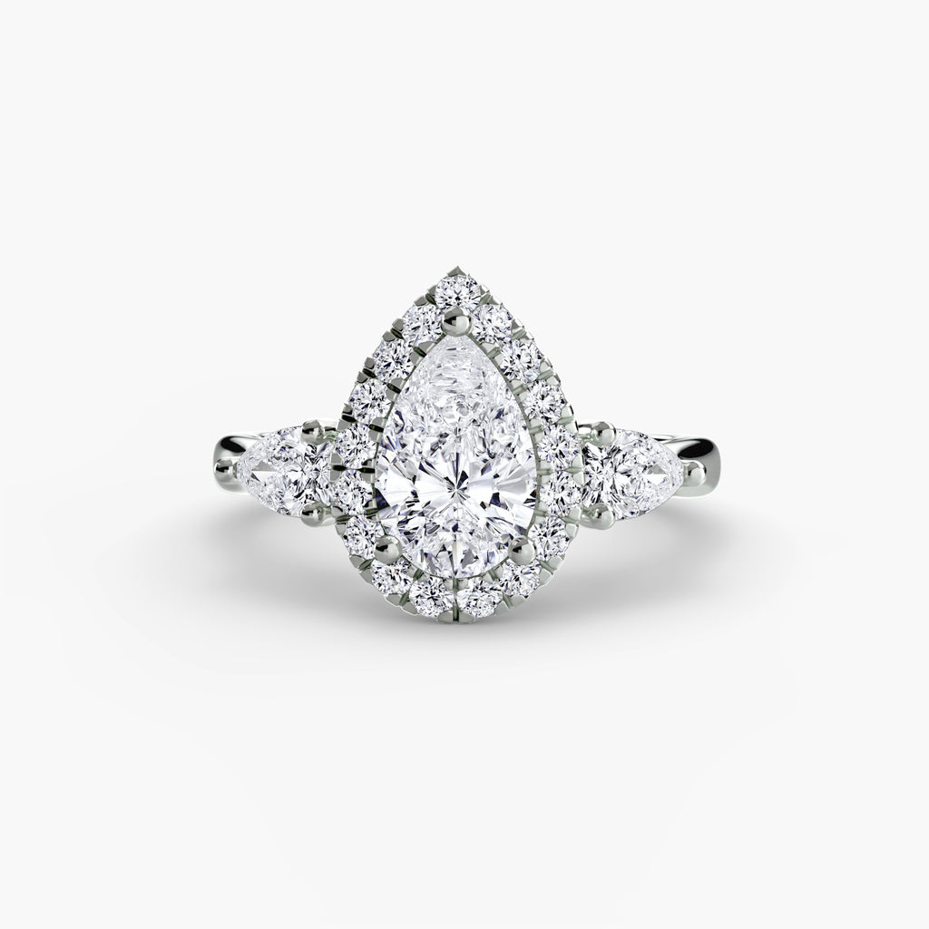 Three-Stone Ring with Halo